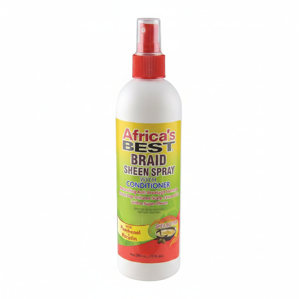 Africa's Best Braid Sheenspray with Conditioner bottle on a white background