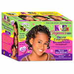 A box of Kids Organics Organic Conditioning Relamer System with ScalpGuard, featuring a colorful design with a portrait of a young girl with braided hair on the front.