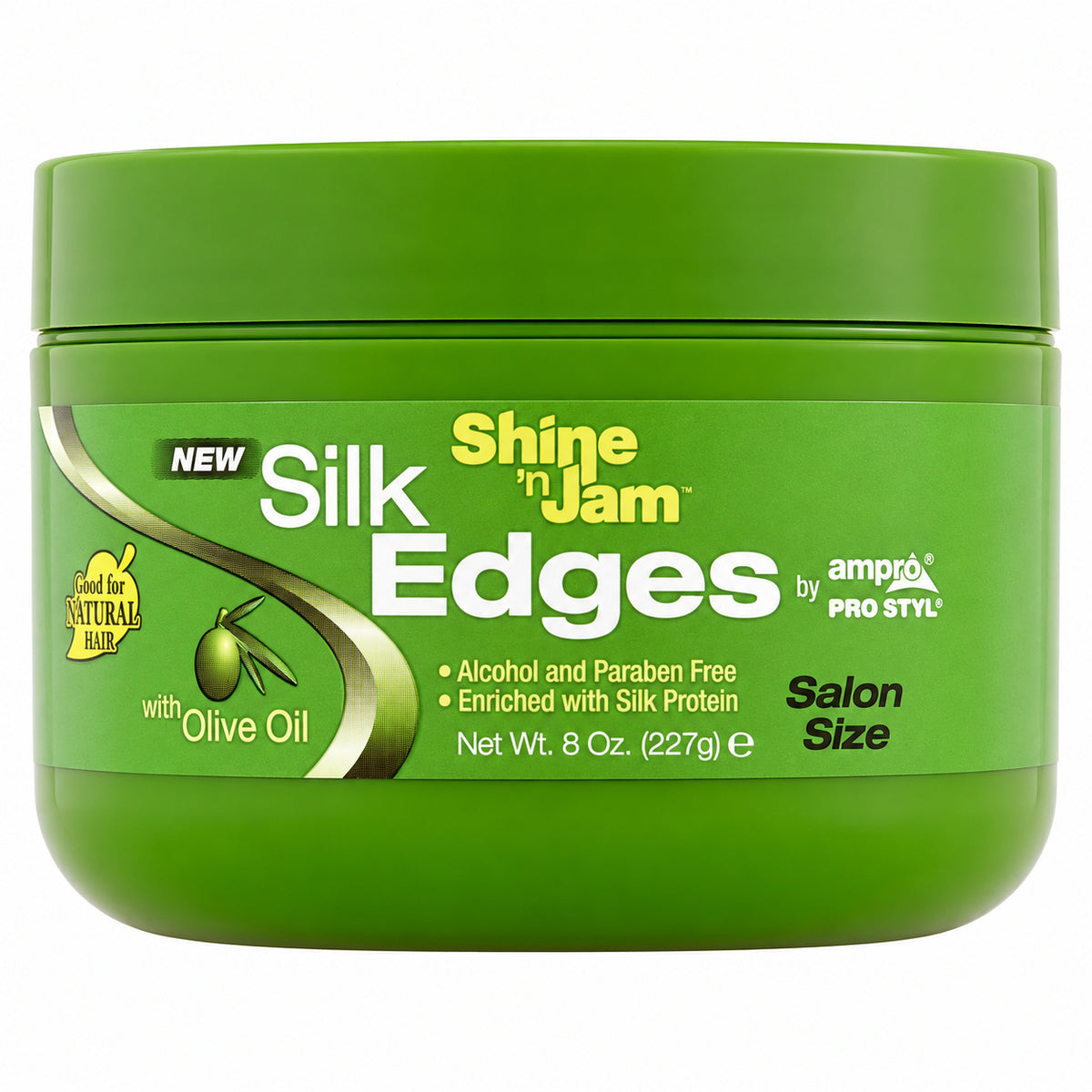 Ampro Shine 'n Jam Silk Edges 227g – Extreme Hold Edge Control Gel