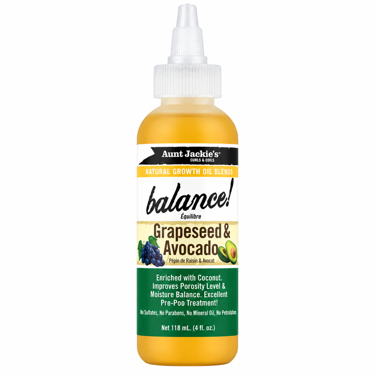 Aunt Jackie's Balance Grapeseed & Avocado Hair Growth Oil 118ml