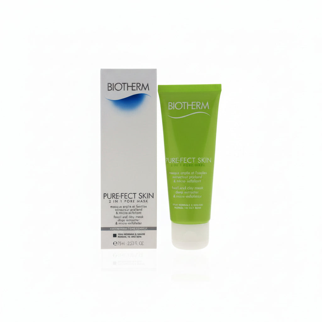 Biotherm Purefect Skin 2-in-1 Pore Mask packaging and tube on a white background