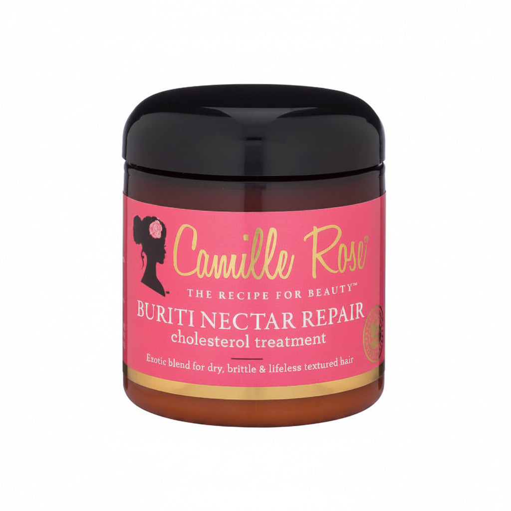 Jar of Camille Rose Buriti Nectar Repair treatment on a white background