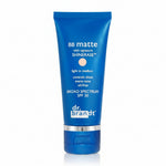 Blue tube of dr. brandt BB matte cream on a white background
