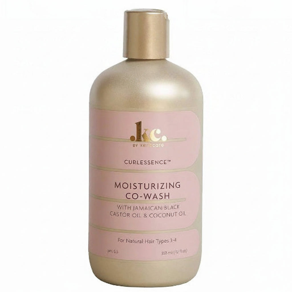 Bottle of k.c. Curlessence moisturizing co-wash on a white background