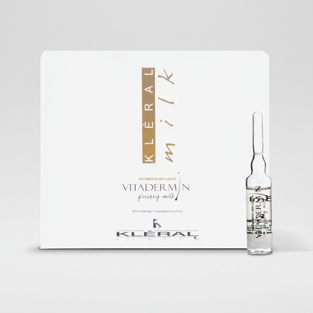 Kleral milk ampoule packaging with a single ampoule on a white background
