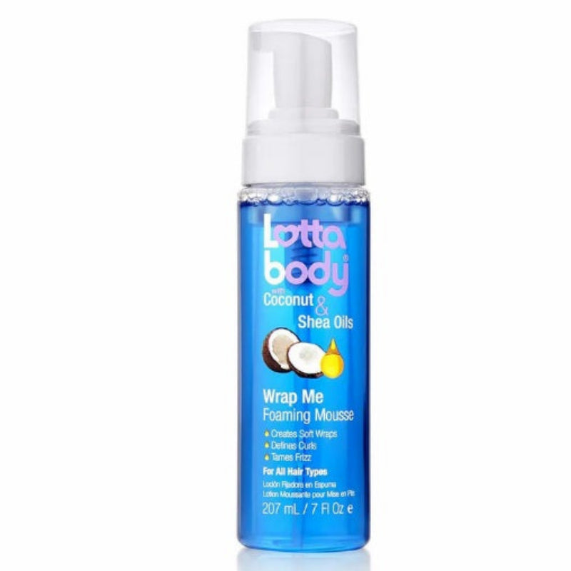 Lotta Body Wrap Me Foaming Mousse bottle on a white background
