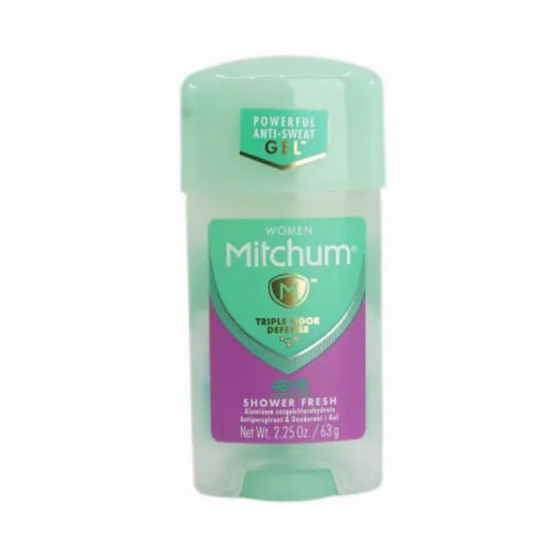 Mitchum deodorant gel bottle on a white background