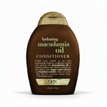 OGX hydrating macadamia oil conditioner bottle on a white background