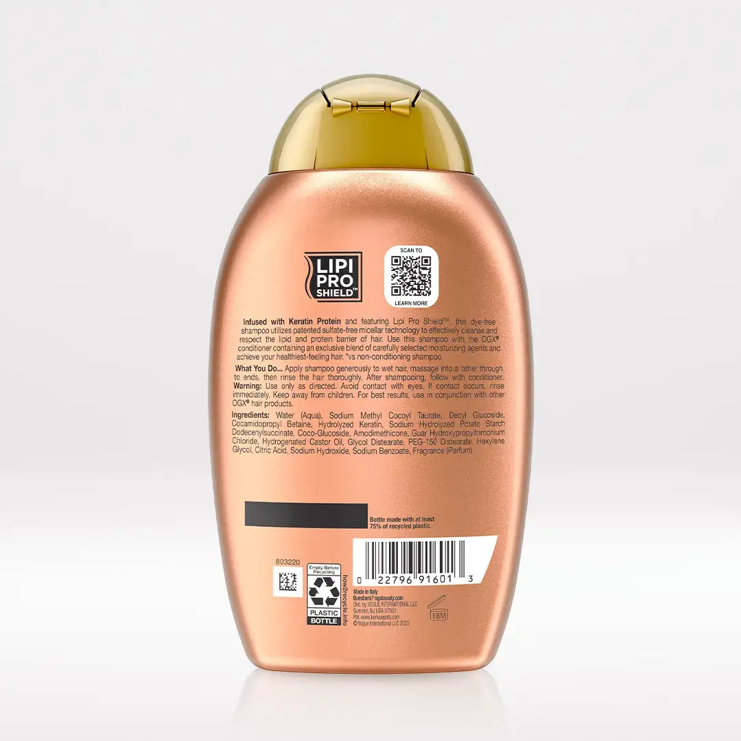 Organix Brazilian Keratin Therapy Shampoo 385ml – Smoothing Shampoo for Frizz & Damaged Hair