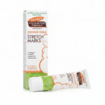 A tube and packaging of Palmer's Cocoa Butter Anti Stretch Marks Cream with green and orange accents. The product is marketed for improving the appearance of stretch marks.