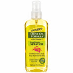 A 150ml bottle of Palmer's Olive Oil Formula Conditioning Spray Oil, filled with yellow oil and featuring a green and yellow label, on a white background.