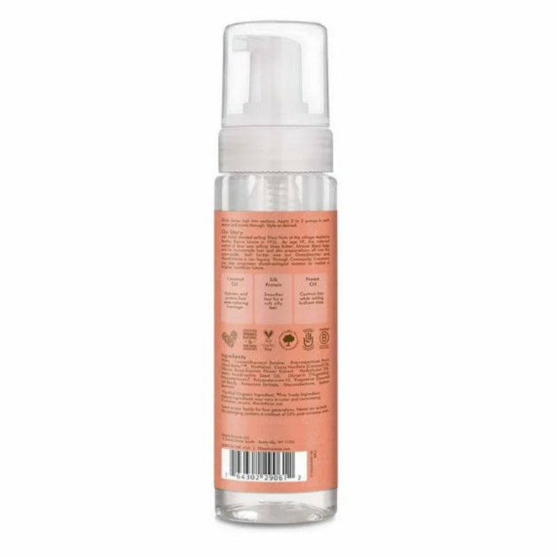 Foam soap bottle with label on white background
