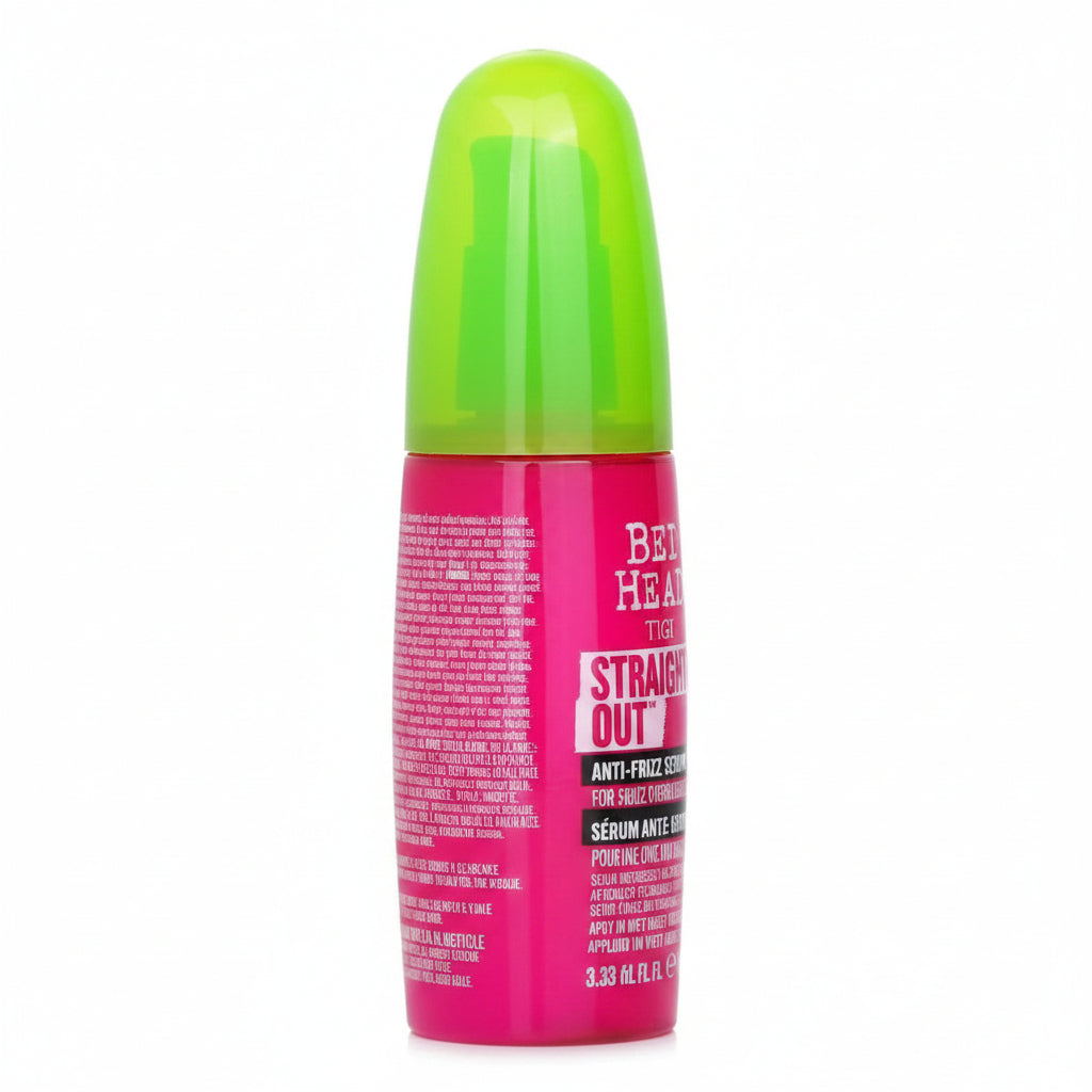 Bumble and Bumble Straight Out Serum bottle with green cap on a white background