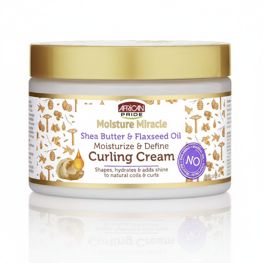 Jar of African Pride Moisture Miracle Curling Cream on a white background