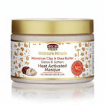 Jar of African Pride Moisture Miracle Moroccan Clay & Shea Butter Heat Activated Masque on a white background