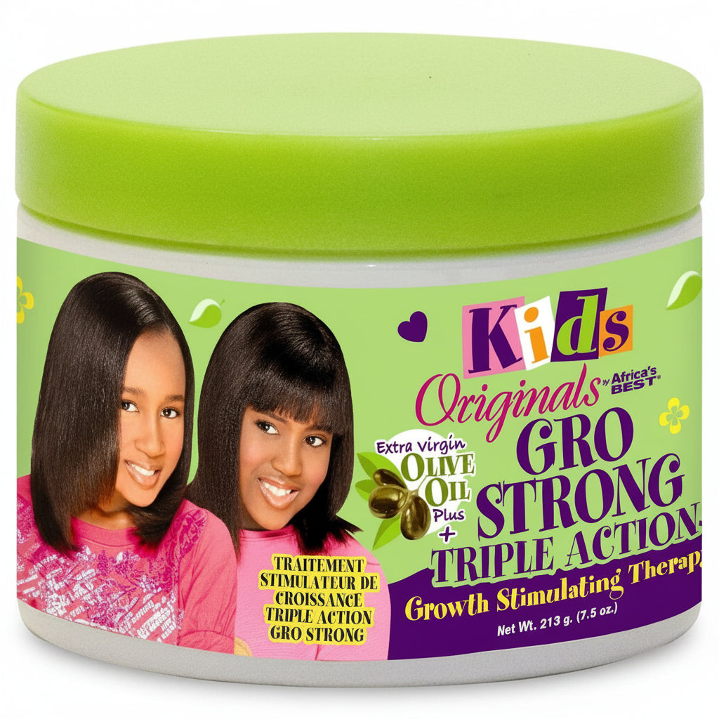 Jar of Kids Originals Gro Strong growth stimulating therapy with two children on the label.
