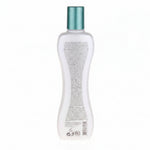 Clear bottle with a teal cap on a white background