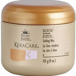 KeraCare curling wax jar with gold lid on a white background